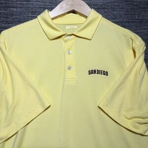 San Diego Polo Shirt Men Large Yellow Brown SS Padres Modal Blend Casual